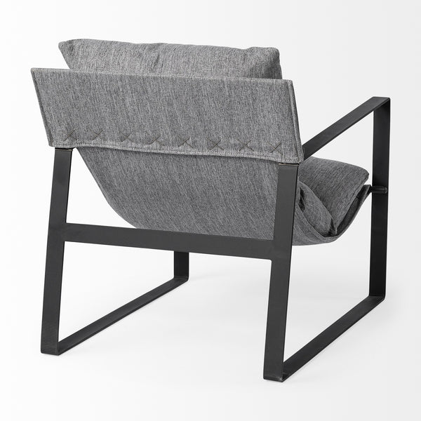 Homeroots Stone Gray And Black Metal Sling Chair Castlerock Gray  392003