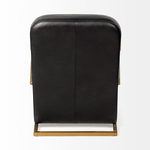 Homeroots 36" Black And Gold Leather Lounge Chair   392004