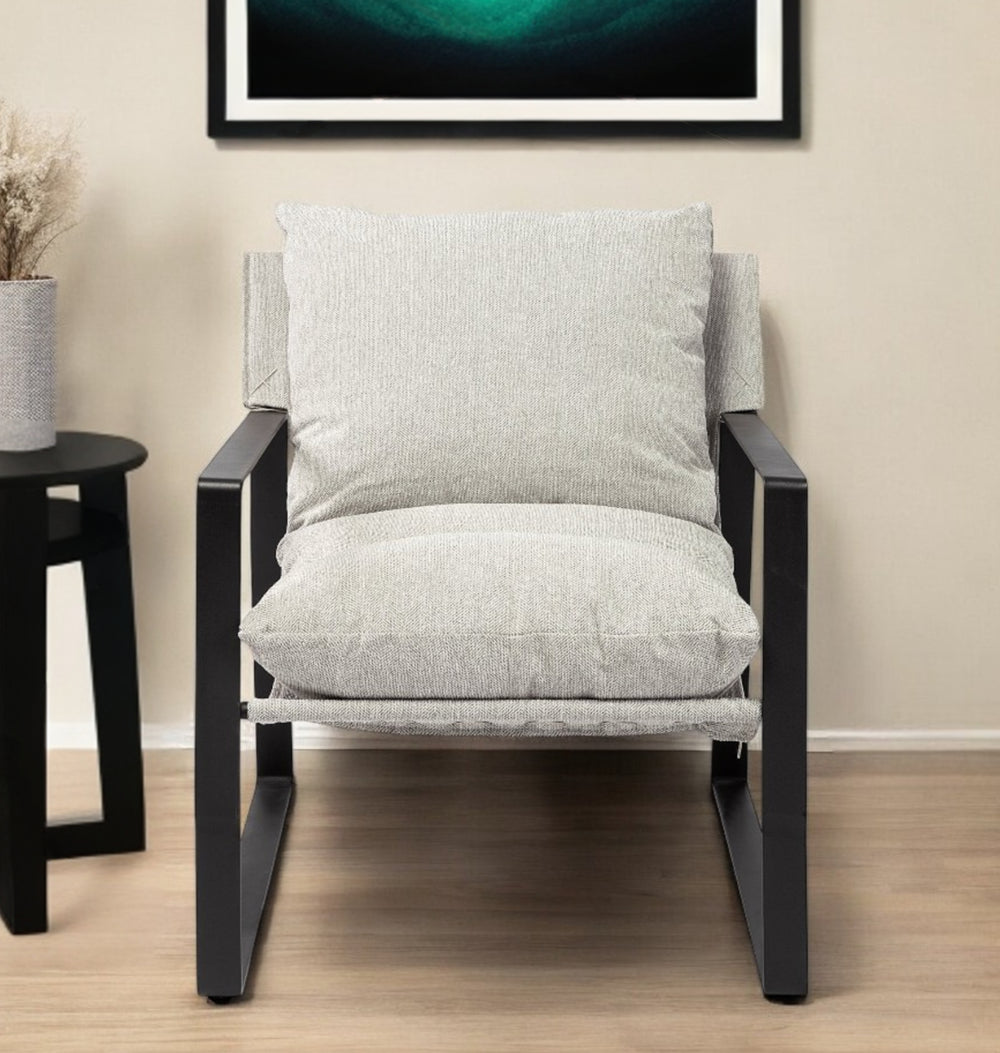 Homeroots 35" Gray And Black Fabric Lounge Chair Frost Gray  392005