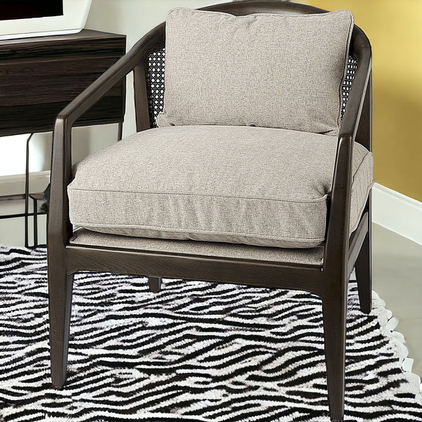 Homeroots Fusion Dark Cane Back Arm Chair Dark Brown  392006