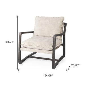 Homeroots 34" Cream And Black Fabric Lounge Chair Cream  392007