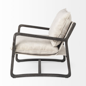 Homeroots 34" Cream And Black Fabric Lounge Chair Cream  392007