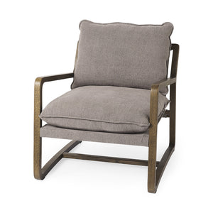 Homeroots 34" Gray And Brown Fabric Lounge Chair Gray  392008