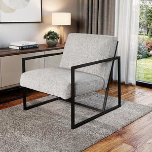 HomeRoots 33" Stylish Black Fabric Wingback Chair – Modern Comfort with Durable Design for Any Space Gray 392009