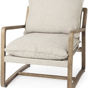 Homeroots 34" Beige Fabric Lounge Chair With Solid Wood Frame, Comfortable Cushioning & Stylish Design Beige  392010