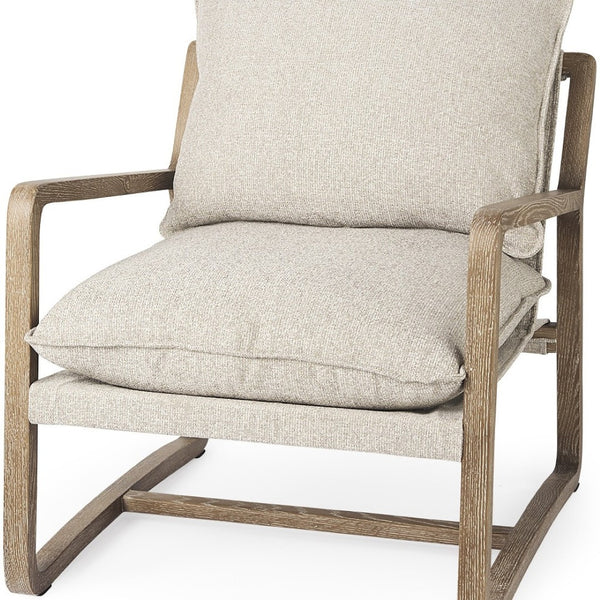 Homeroots 34" Beige Fabric Lounge Chair With Solid Wood Frame, Comfortable Cushioning & Stylish Design Beige  392010