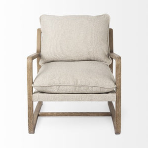 Homeroots 34" Beige Fabric Lounge Chair With Solid Wood Frame, Comfortable Cushioning & Stylish Design Beige  392010