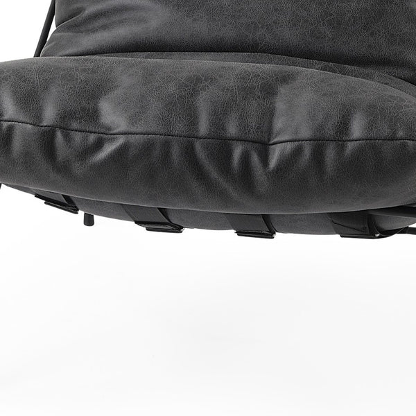 Homeroots Black Faux Leather Contemporary Metal Chair Black  392012