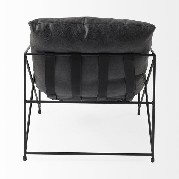 Homeroots Black Faux Leather Contemporary Metal Chair Black  392012