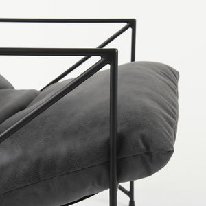 Homeroots Black Faux Leather Contemporary Metal Chair Black  392012