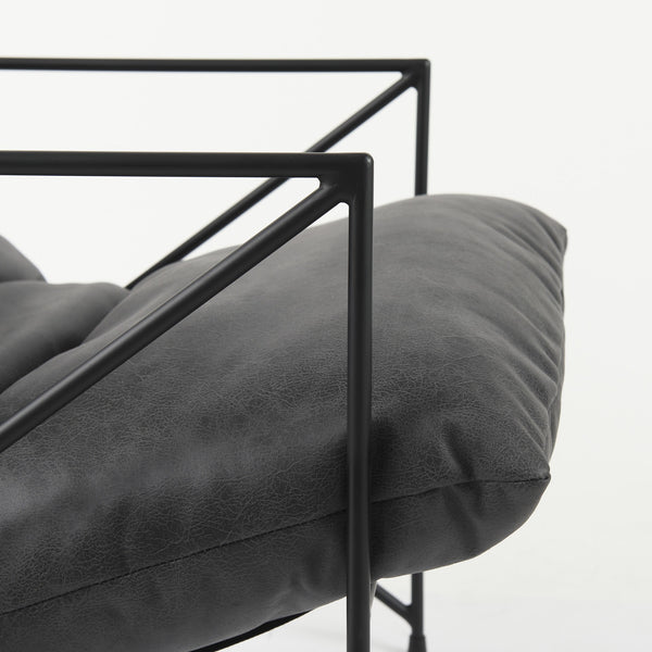 Homeroots Black Faux Leather Contemporary Metal Chair Black  392012