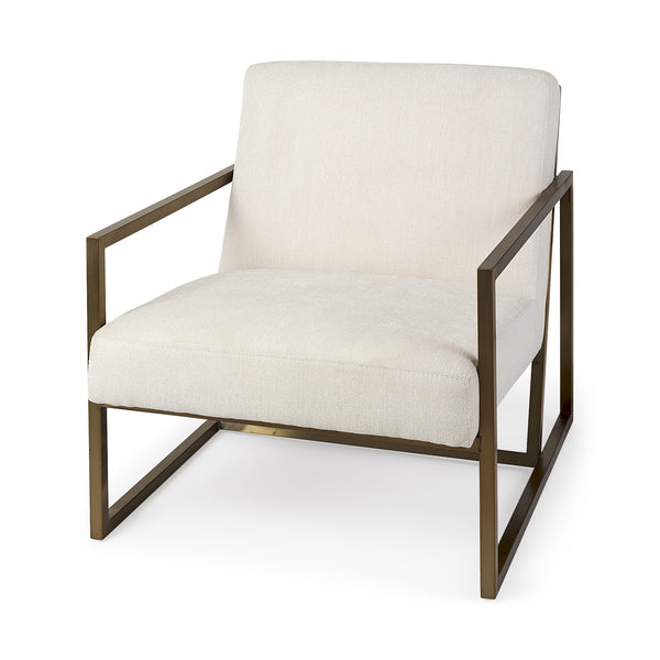 Homeroots Geo Modern Cream And Gold Accent Or Side Chair Cream  392013