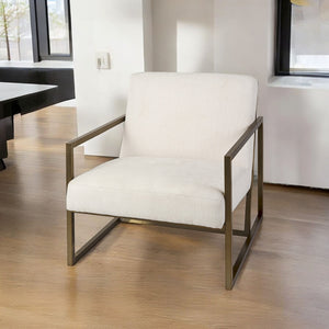 Homeroots Geo Modern Cream And Gold Accent Or Side Chair Cream  392013