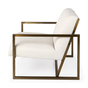 Homeroots Geo Modern Cream And Gold Accent Or Side Chair Cream  392013