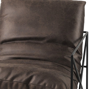 Homeroots Dark Brown Faux Leather Contemporary Metal Chair Brown  392014