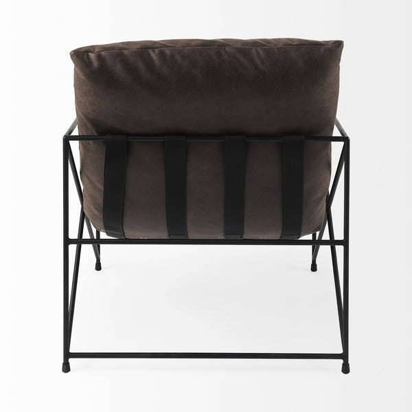 Homeroots Dark Brown Faux Leather Contemporary Metal Chair Brown  392014