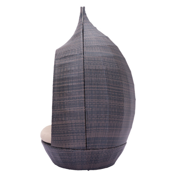 Homeroots Teardrop Shaped Brown And Beige Daybed   392017