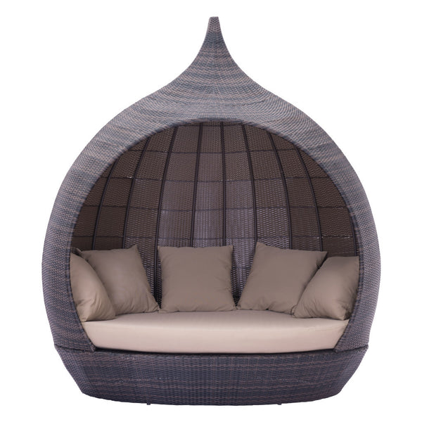 Homeroots Teardrop Shaped Brown And Beige Daybed   392017