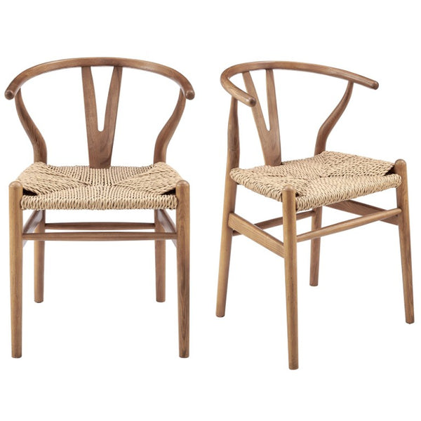 EuroStyle Evelina Outdoor Dining Chair Set of 2 Thermo-Treated Ash Wood Mid-Century Patio 39202-GLDASH