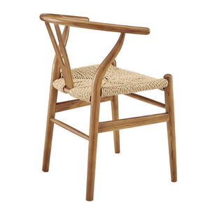 EuroStyle Evelina Outdoor Dining Chair Set of 2 Thermo-Treated Ash Wood Mid-Century Patio 39202-GLDASH