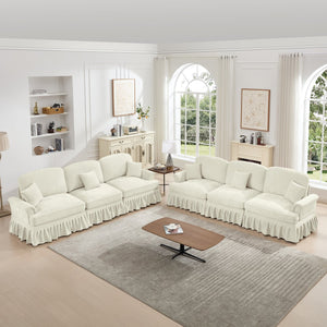 English Elm Classic 2 Piece Modular Couch Set: Elegant Chenille Sofa & Loveseat With Dual-Style Ruffle Skirts W3041S00237