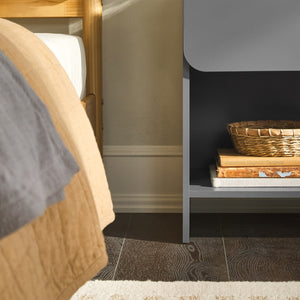 Domm Modern Scandinavian Nightstand with Open Cubby, Sleek Design & Quick 30-Minute Assembly