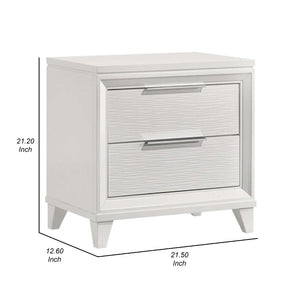 English Elm Ressy 2 Drawer Nightstand White Lacquer Tapered Legs Contemporary Bedroom Storage B056P417051
