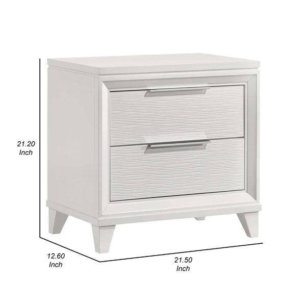 English Elm Ressy 2 Drawer Nightstand White Lacquer Tapered Legs Contemporary Bedroom Storage B056P417051