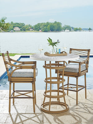 Lexington Tommy Bahama Outdoor 3920-873c Key Largo Coastal Bistro Table With Sunburst Design And Height Adjustment For Versatile Use  Wood 3920-873c
