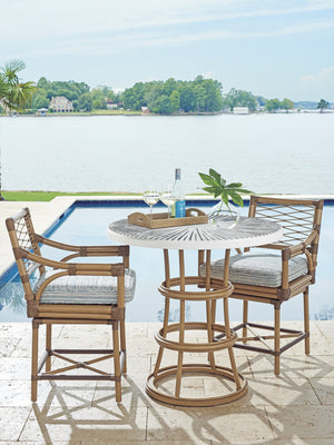 Lexington Tommy Bahama Outdoor 3920-873c Key Largo Coastal Bistro Table With Sunburst Design And Height Adjustment For Versatile Use  Wood 3920-873c