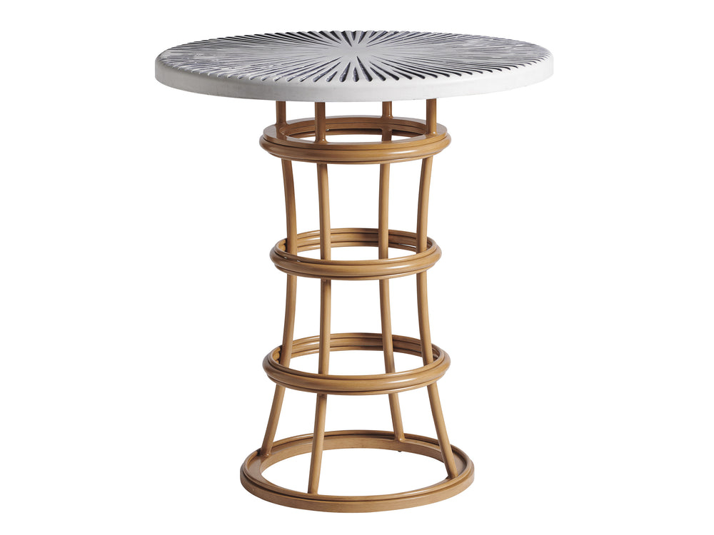 Lexington Tommy Bahama Outdoor 3920-873c Key Largo Coastal Bistro Table With Sunburst Design And Height Adjustment For Versatile Use  Wood 3920-873c