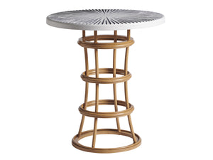 Lexington Tommy Bahama Outdoor 3920-873c Key Largo Coastal Bistro Table With Sunburst Design And Height Adjustment For Versatile Use  Wood 3920-873c