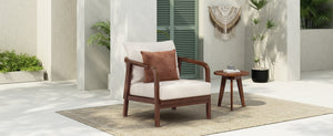 English Elm Christopher Knight Home® - 28" Outdoor Lounge Chair With Woven Backrest, Solid Wood Frame, Plush Cushions For Elegant Relaxation N767P255015D
