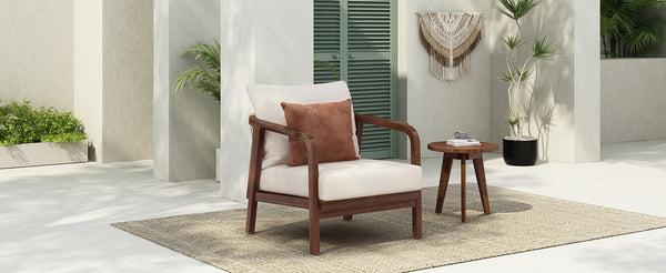 English Elm Christopher Knight Home® - 28" Outdoor Lounge Chair With Woven Backrest, Solid Wood Frame, Plush Cushions For Elegant Relaxation N767P255015D