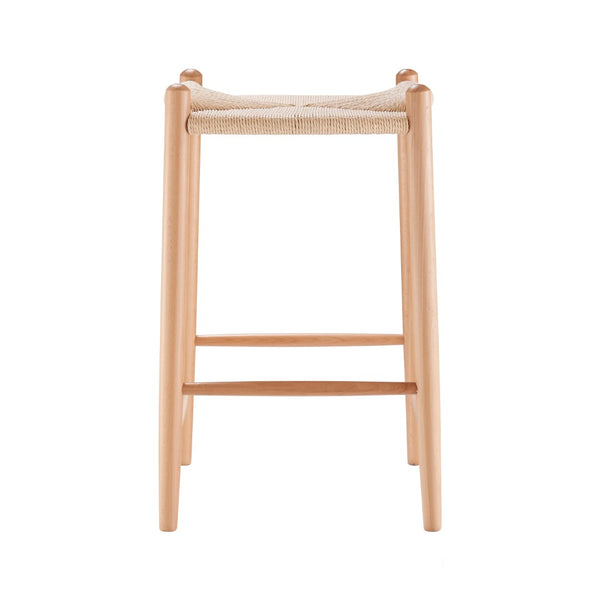 EuroStyle Evelina Counter Stool without Backrest with Natural Frame and Rush Seat - Set of 1
