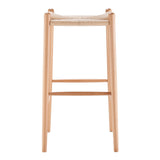 Evelina Bar Stool without Backrest with Natural Frame and Rush Seat