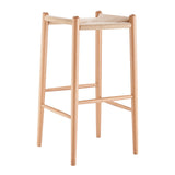 EuroStyle Evelina Bar Stool without Backrest with Natural Frame and Rush Seat - Set of 1