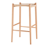EuroStyle Evelina Bar Stool without Backrest with Natural Frame and Rush Seat - Set of 1