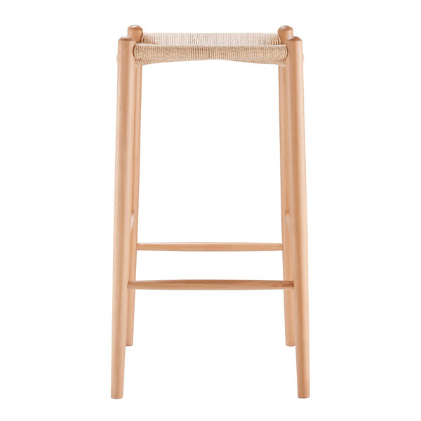 EuroStyle Evelina Bar Stool without Backrest with Natural Frame and Rush Seat - Set of 1