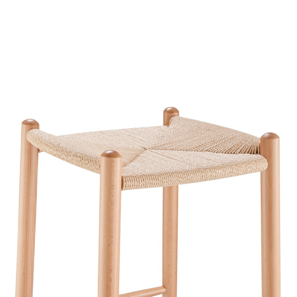 EuroStyle Evelina Bar Stool without Backrest with Natural Frame and Rush Seat - Set of 1