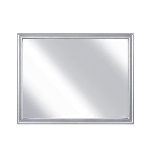 English Elm Silver Glam Six Drawer Dresser with Mirror Embossed Fronts for Contemporary Bedroom B011S02473