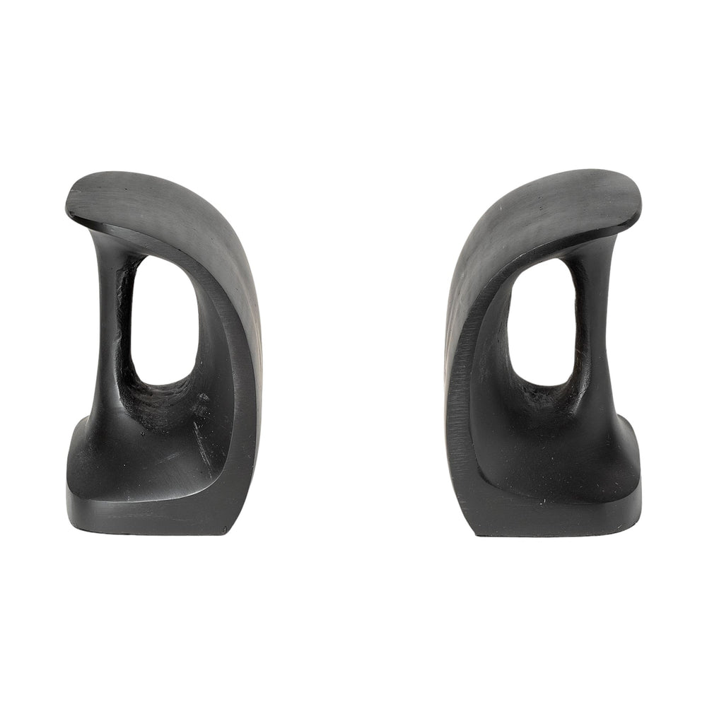 Homeroots Set Of Two 6" Black Metal Decorative Bookends  Metal 392130