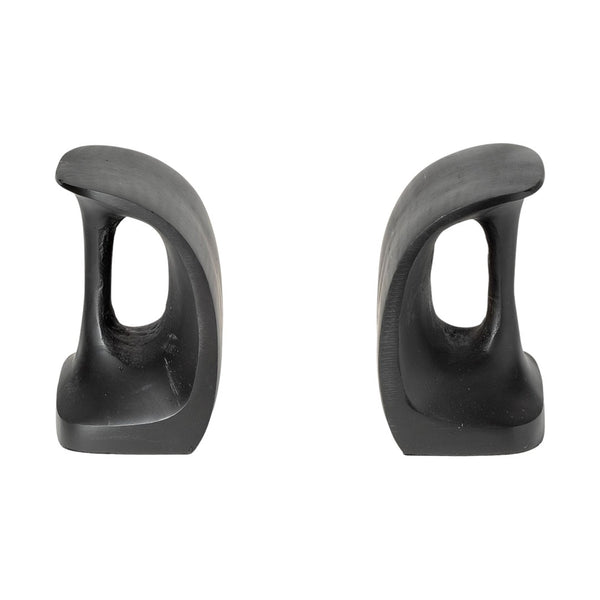 HomeRoots Set of Two 6" Black Metal Bookends - Chic Decorative Supports for Stylish Home & Office Organization 392130