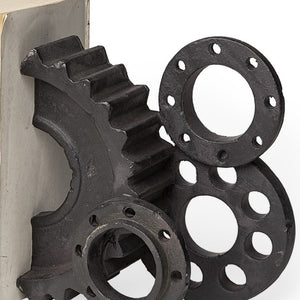 HomeRoots Set of Two Industrial Matte Black Gear Bookends - Stylish Support for Books & Unique Décor Piece 392131
