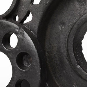 HomeRoots Set of Two Industrial Matte Black Gear Bookends - Stylish Support for Books & Unique Décor Piece 392131