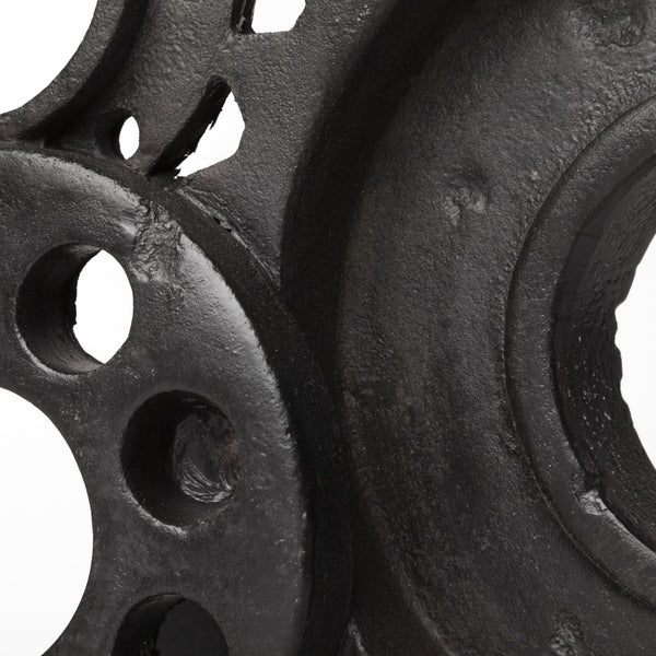 HomeRoots Set of Two Industrial Matte Black Gear Bookends - Stylish Support for Books & Unique Décor Piece 392131
