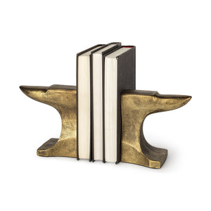 Homeroots Distressed Brushed Gold Anvil Bookends  Metal 392134