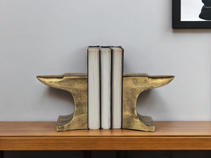 HomeRoots Set of Two 6" Gold Metal Decorative Bookends – Elegant, Sturdy Support for Books and Stylish Décor 392134