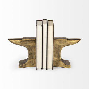 Homeroots Distressed Brushed Gold Anvil Bookends  Metal 392134