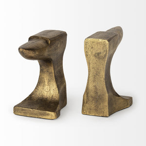 Homeroots Distressed Brushed Gold Anvil Bookends  Metal 392134